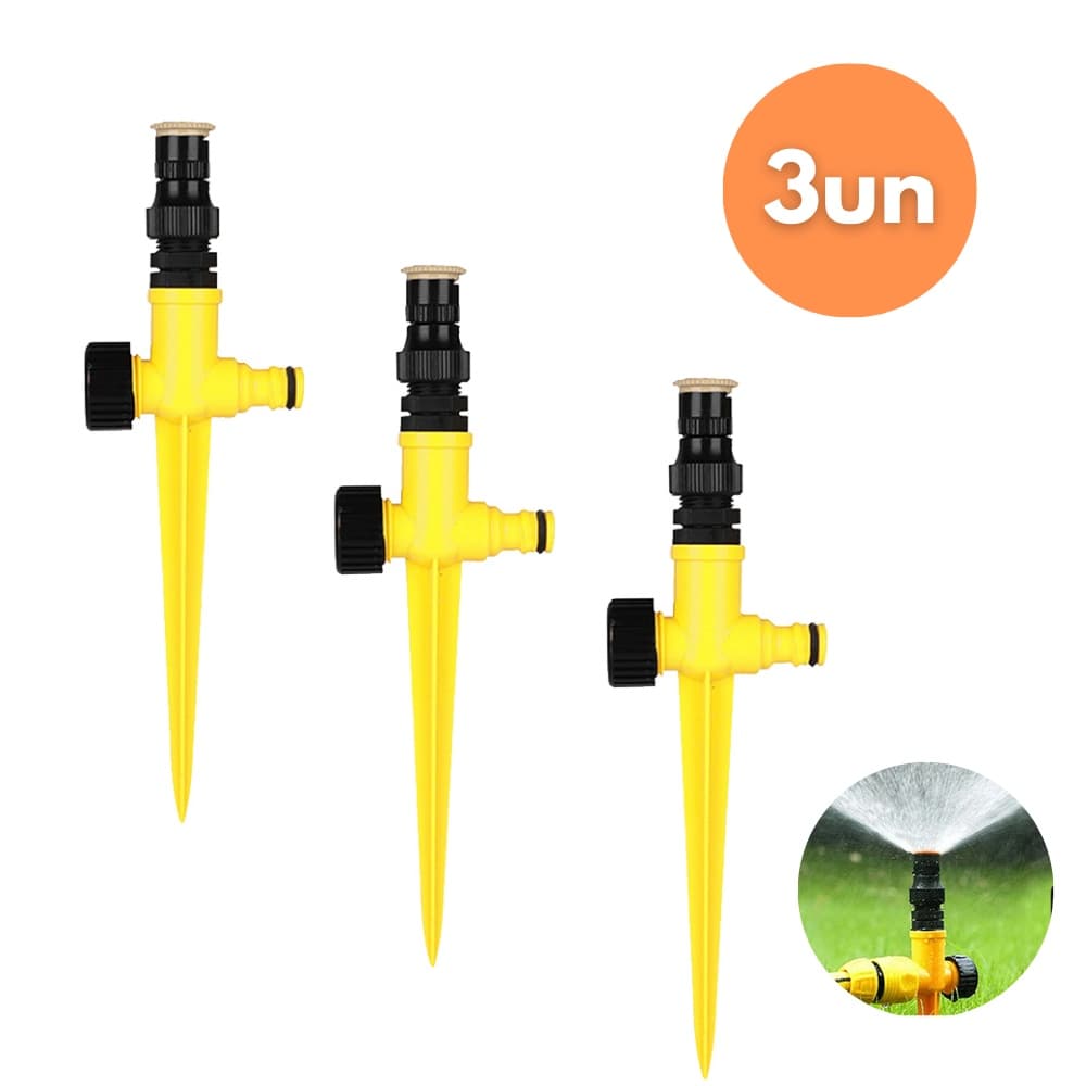 3 Irrigador Rosca Aspersor 360 Automático Horta Jardim Circular Para Plantação Gramado Regulável
