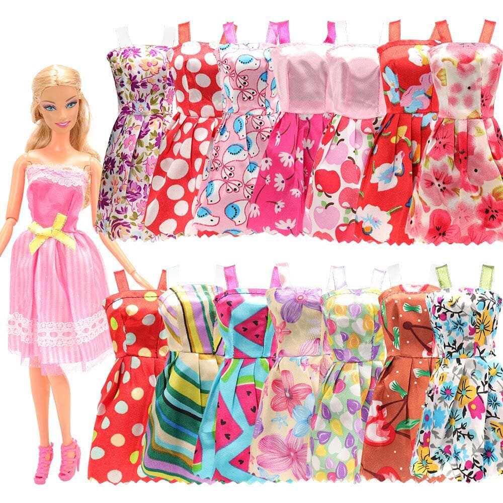 Vestidos Casuais Para Bonecas Kits com 5 ou 10 Unidades Compatíveis com Bonecas de Até 30cm de Altura Acessórios de Boneca Brinquedo Criança Infantil - Sheilinha Confecção