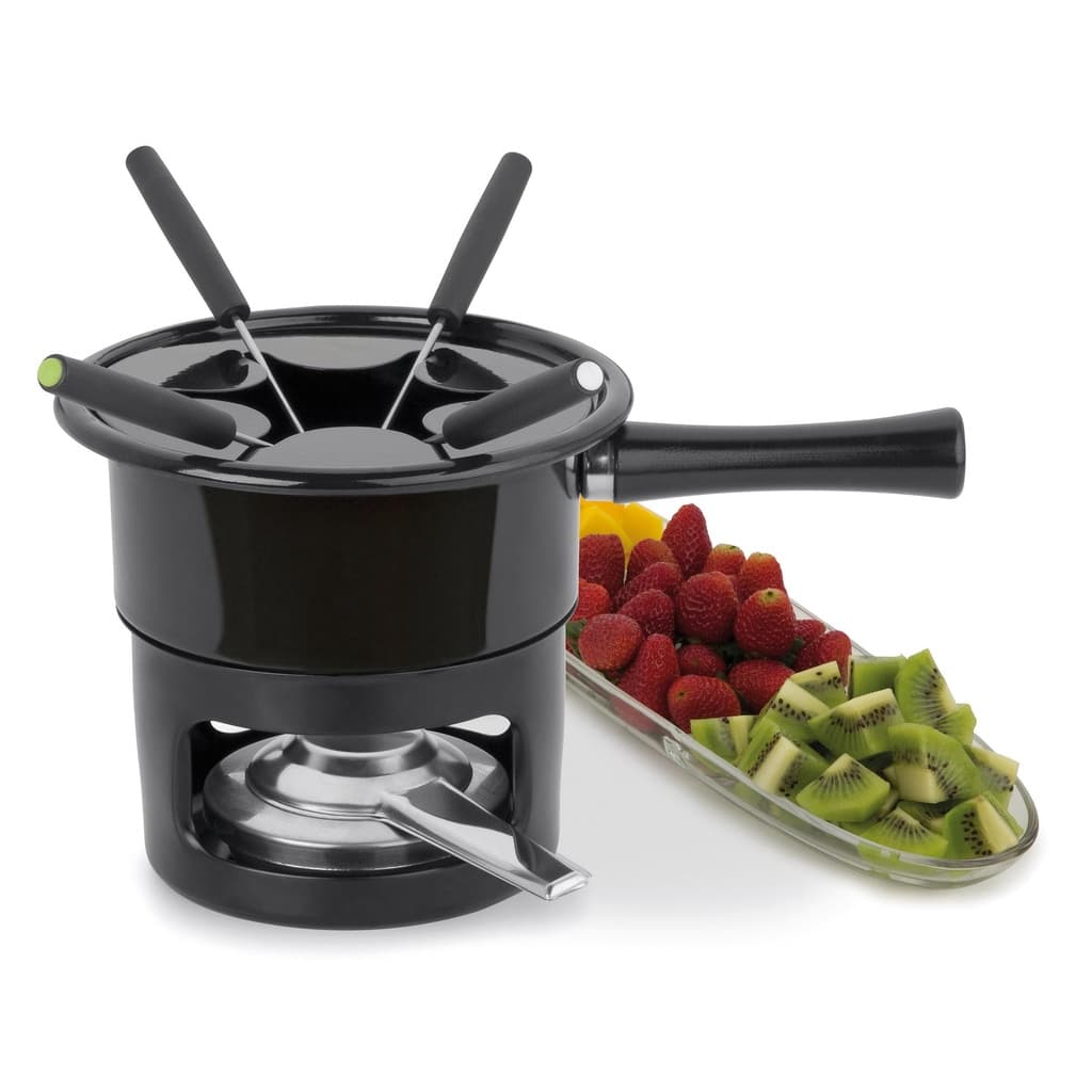 Aparelho De  Fondue Viena 8 Peças Panela 1L Conjunto Serviço Kit Carne Chocolate Queijo Alto Padrão Qualidade Forma Inox
