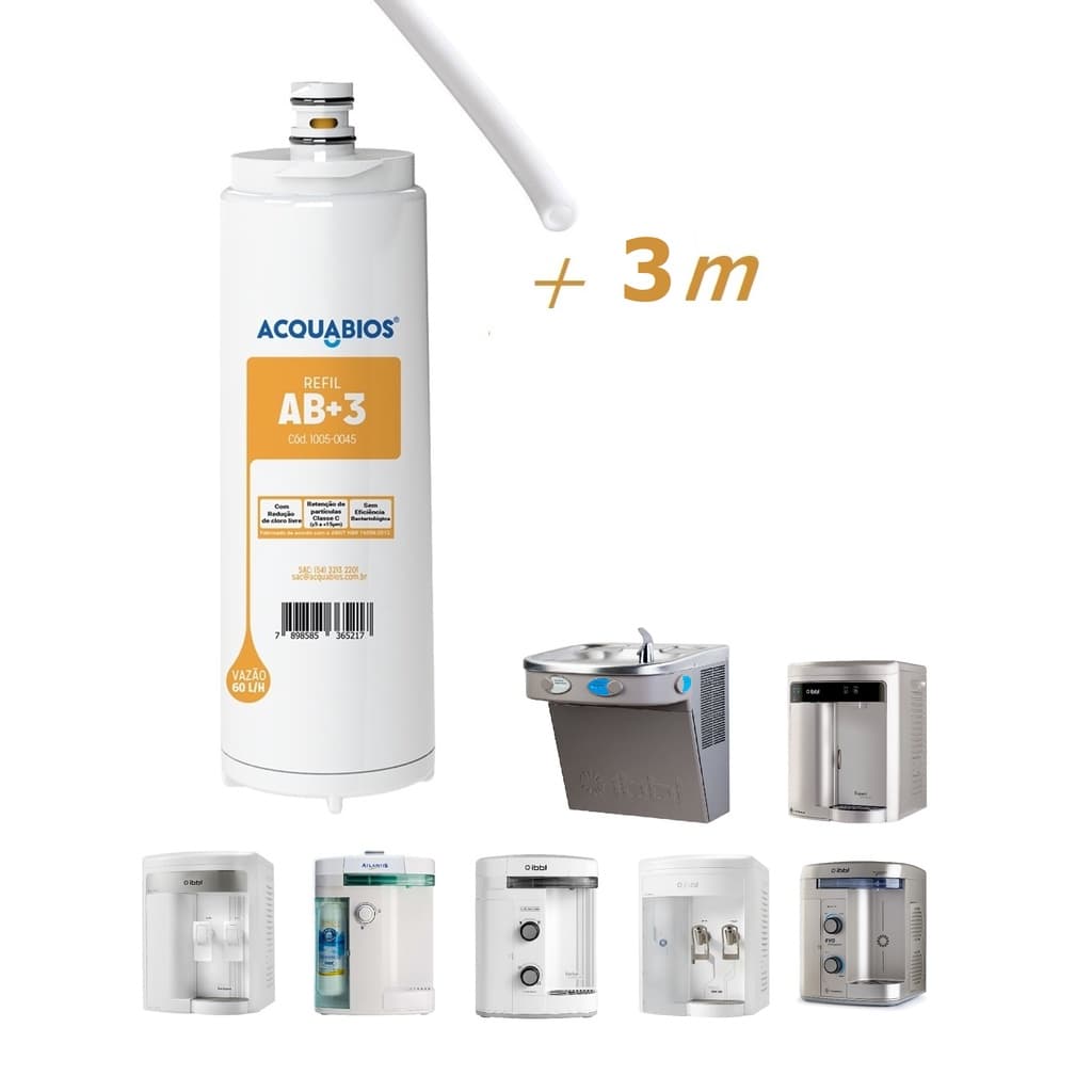 FILTRO REFIL ACQUA AB3 + MANGUEIRA 3m IBBL C+3
