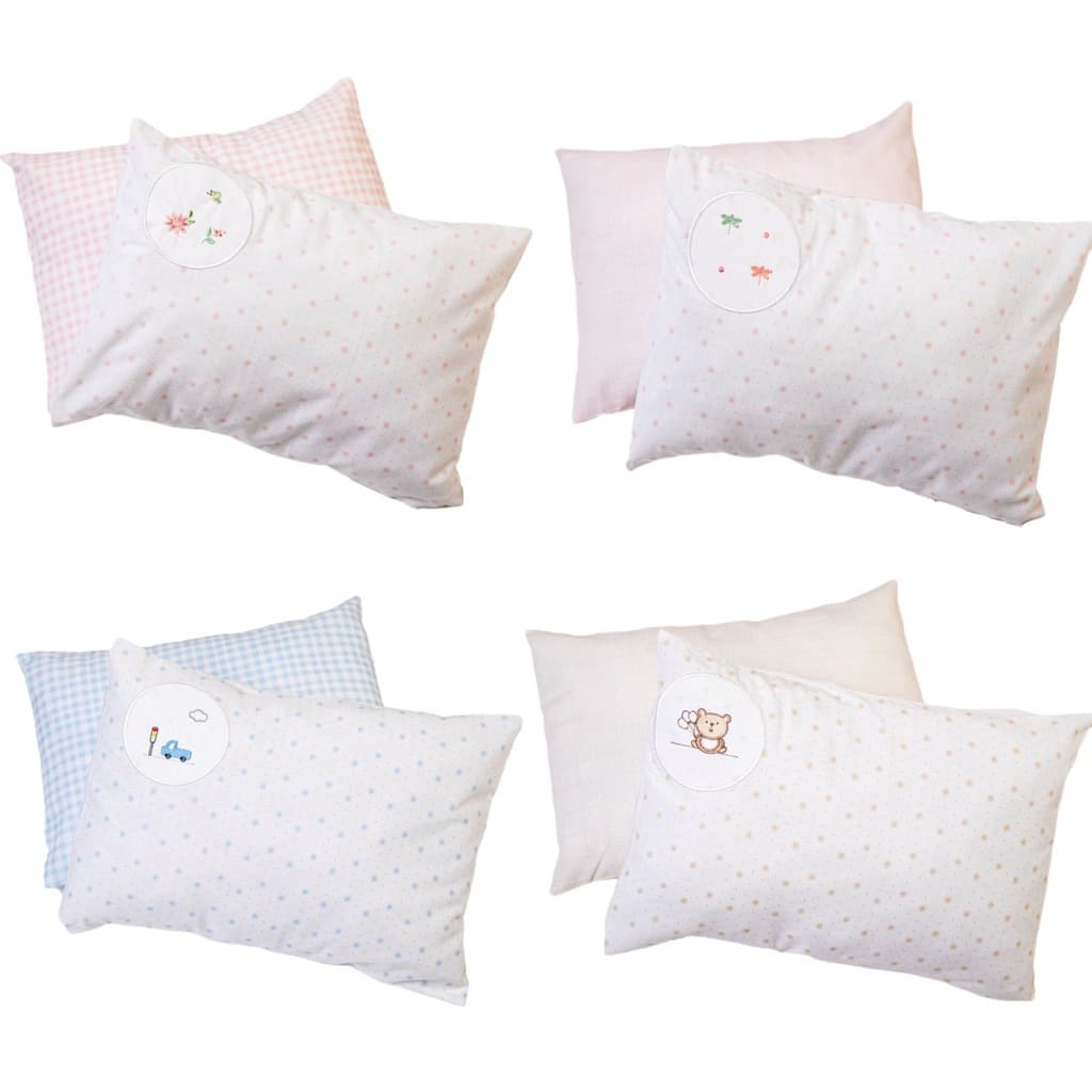 Kit Fronha Bordado Bebê 40x28cm 100% Algodão 150 fios c/ 2 unidades