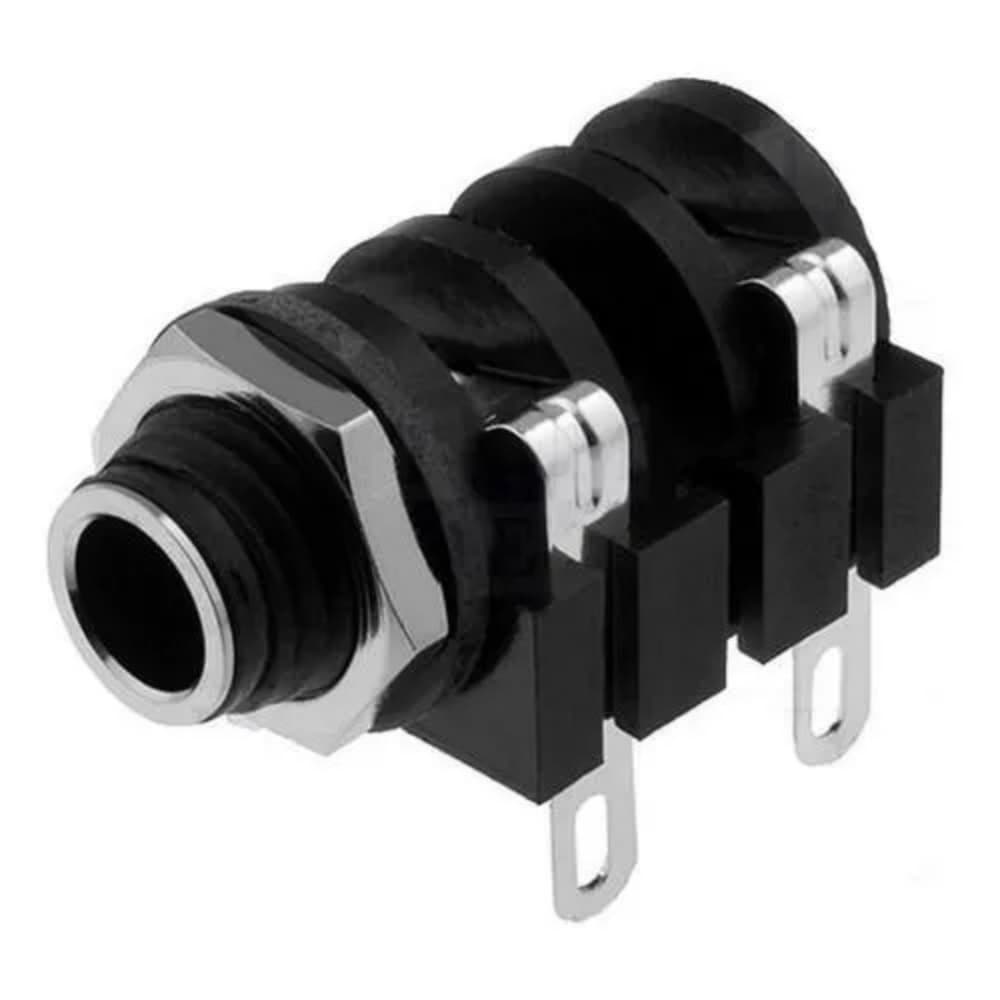 Conector Jack P10 Mono Femea Para Caixa De Som Audio Rapida Postagem