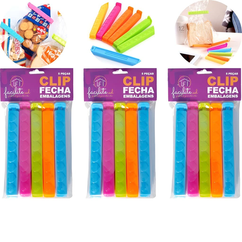 Kit 15 prendedor de saco alimentos pregador de embalagens cozinha