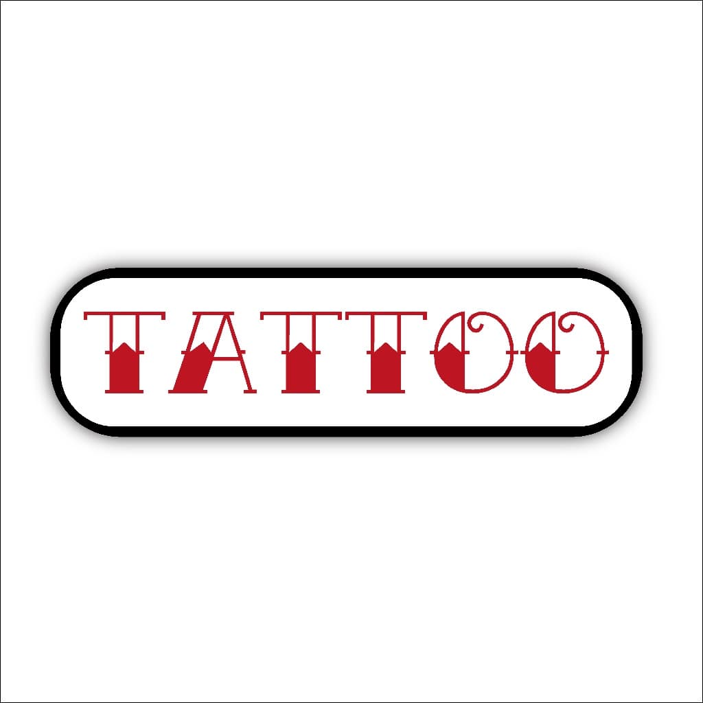 Placa Quadro Tattoo Branco e Vermelho - Decoração