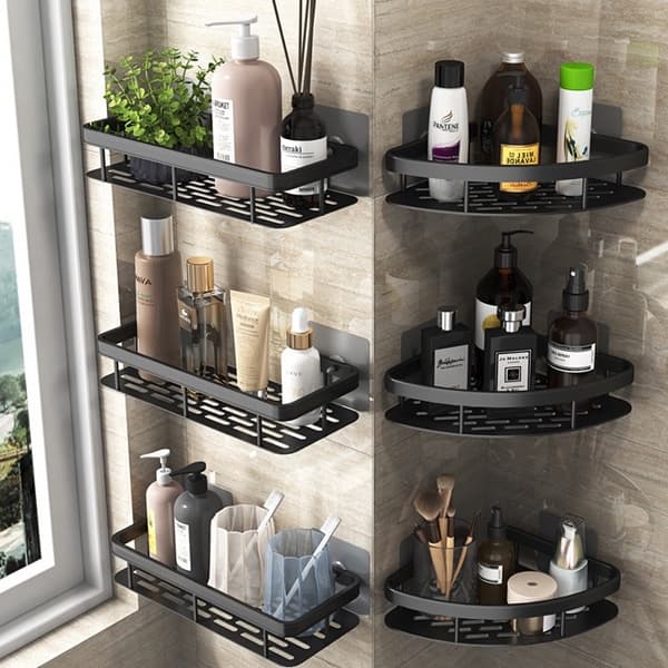 Prateleira de Banheiro PREMIUM 2 Modelos Reta e de Canto Prateleira Banheiro Porta Shampoo Sabonete Condicionadores E Cosméticos Organizador De Parede De Canto De Metal Porta Tempero