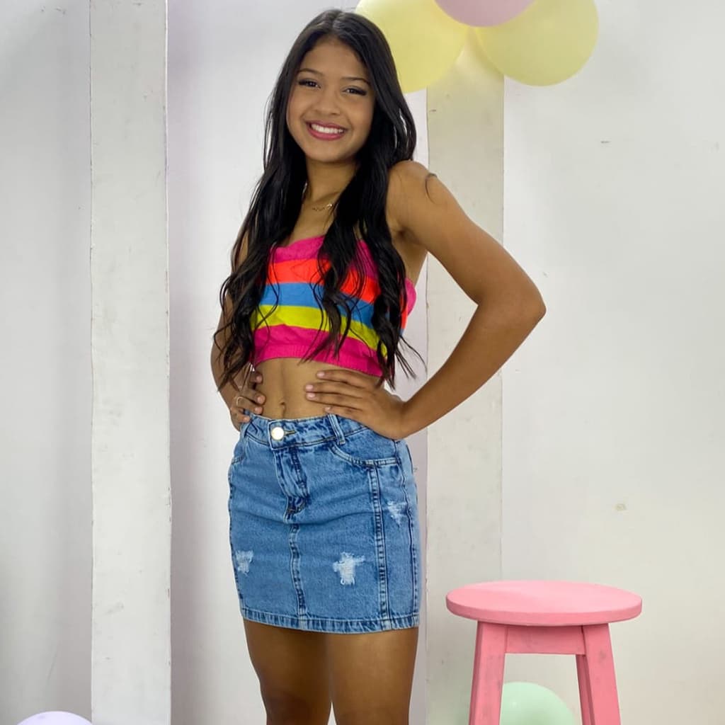 Saia Jeans Barrinha e Feminino Infantil e Juvenil Promoção