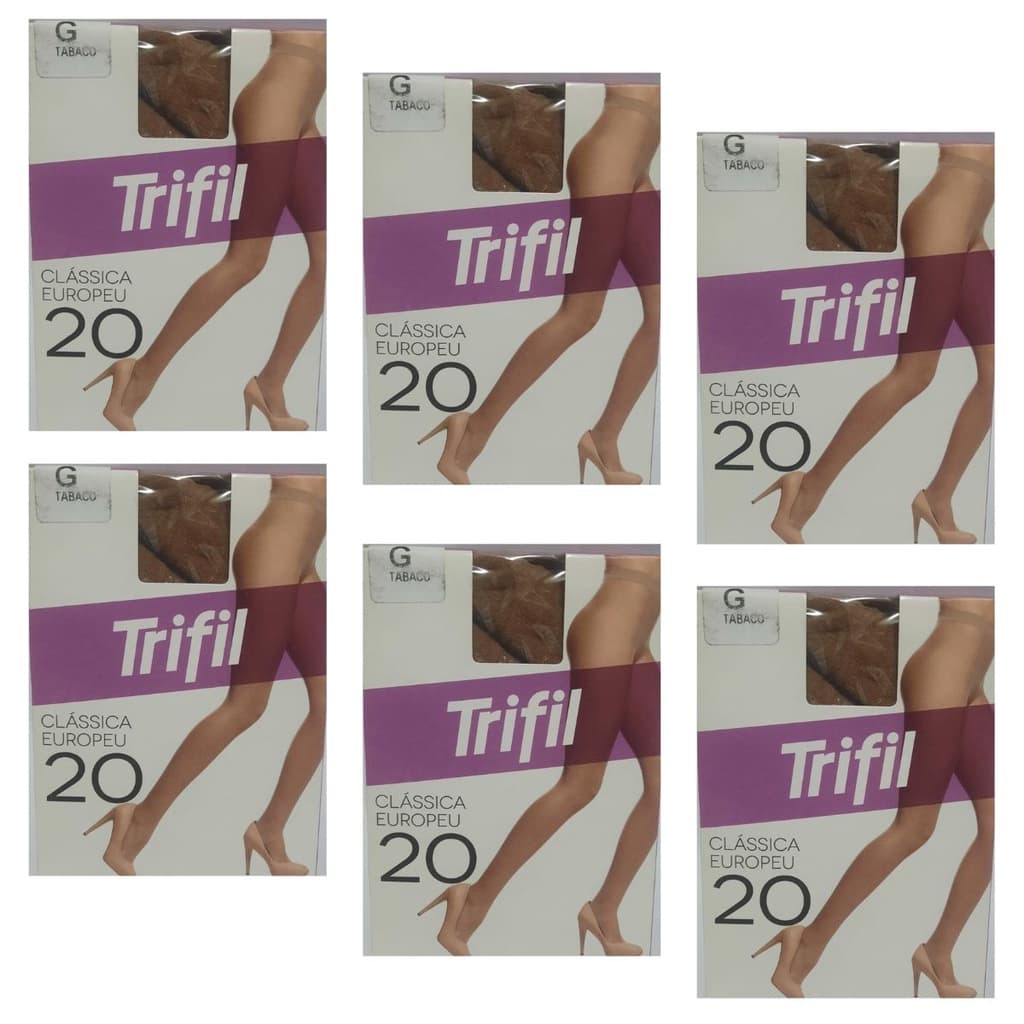 KIT 6 MEIA CALÇA TRIFIL ORIGINAL FIO 20 COR EUROPEU EFEITO TRANSPARENTE