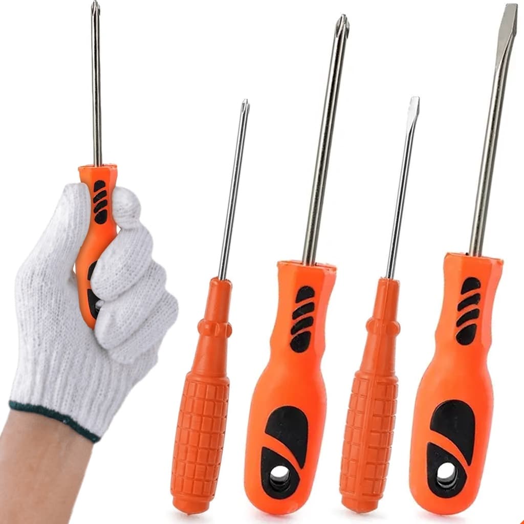 Kit Jogo De Chaves Ferramenta 2 Fenda 2 Philips 4 Peças Versátil Ponta Plana Cruzada Parafuso Reparo