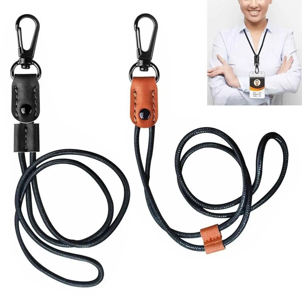 Cordão De Telefone Trançado De Couro Para Escritório De Porta-Cartões De Identificação Corda Pendurada Ajustável Com Material Escolar De Fecho De Metal Forte