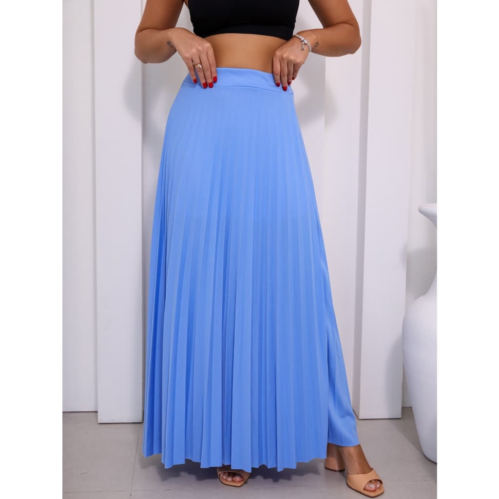Saia Longa Lisa Plissada Moda Evangelica Forrada