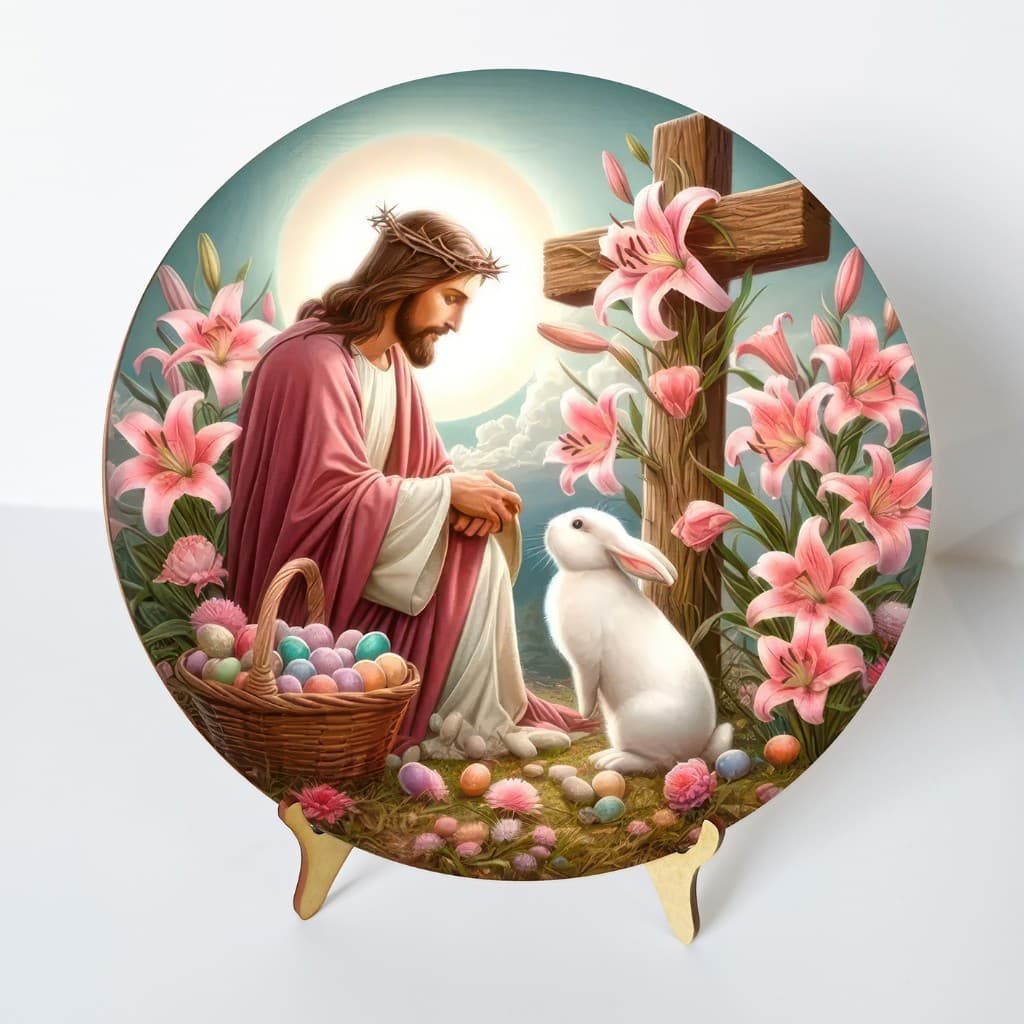 Páscoa  Decoração quadrinho com suporte para mesa em MDF com 20cm Enfeites de Páscoa