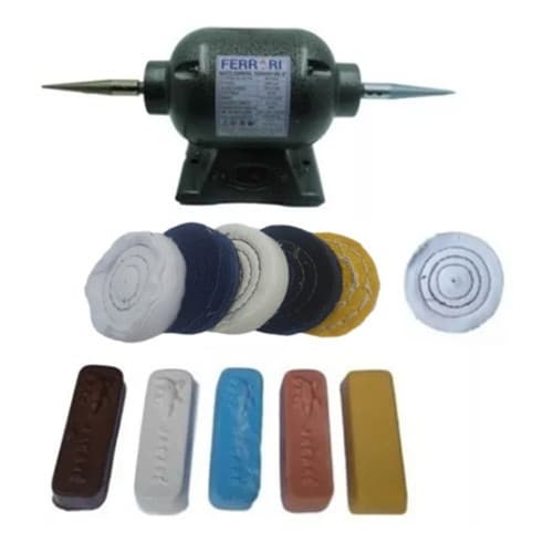 Motor Politriz Polimento Pta Cônica 1/2cv  Kit Inox Acrilico
