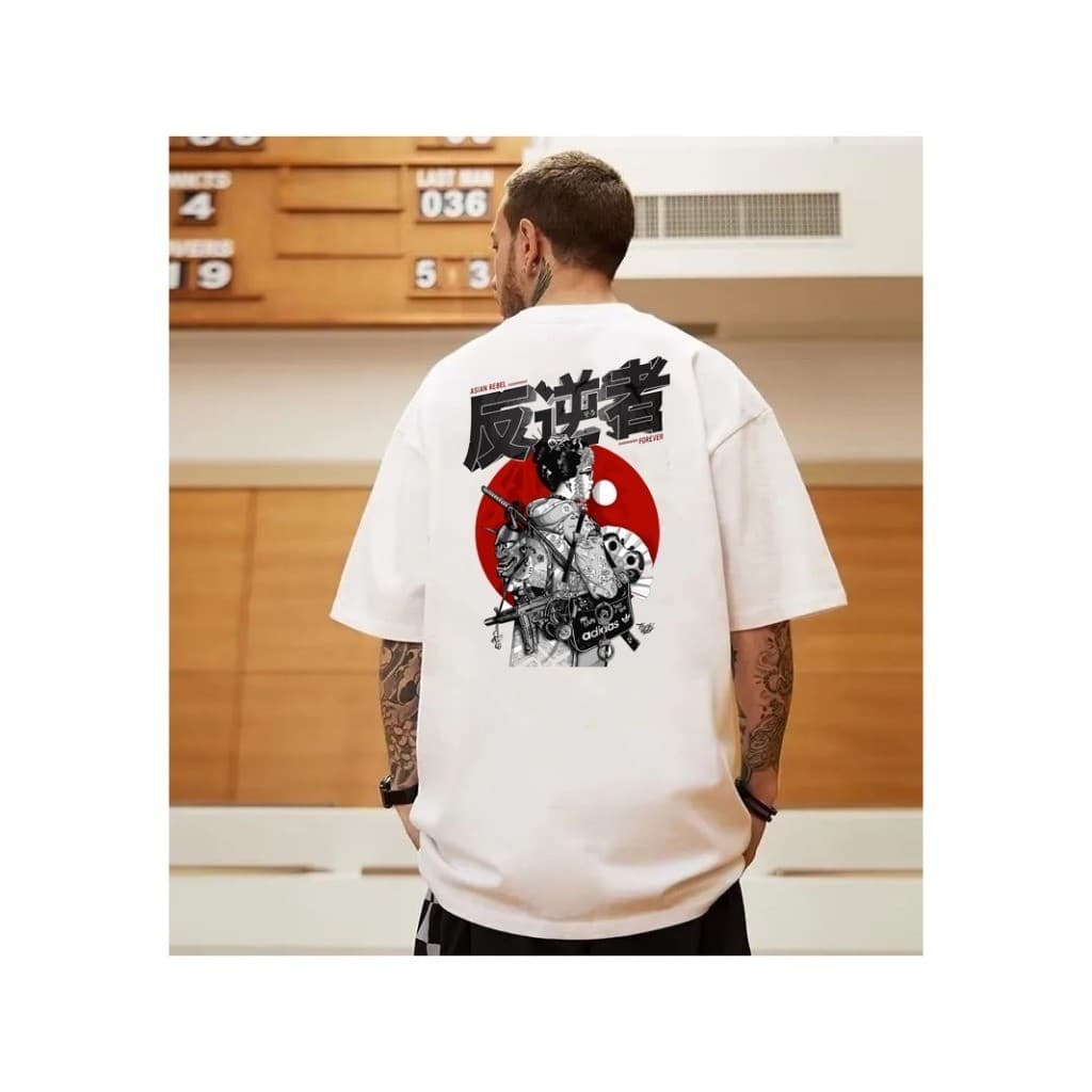 Camiseta Camisetão Oversized de luxo Gueixa Samurai Japan Culture Larga Unissex Promoção Confortável 100% Algodão