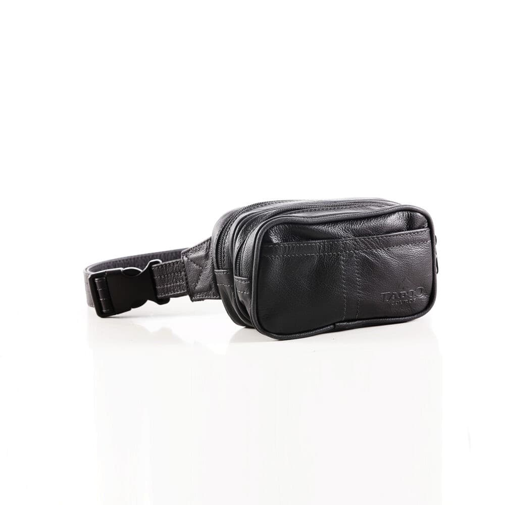 Pochete Bolsa de Cintura - Couro - A12 - Preta