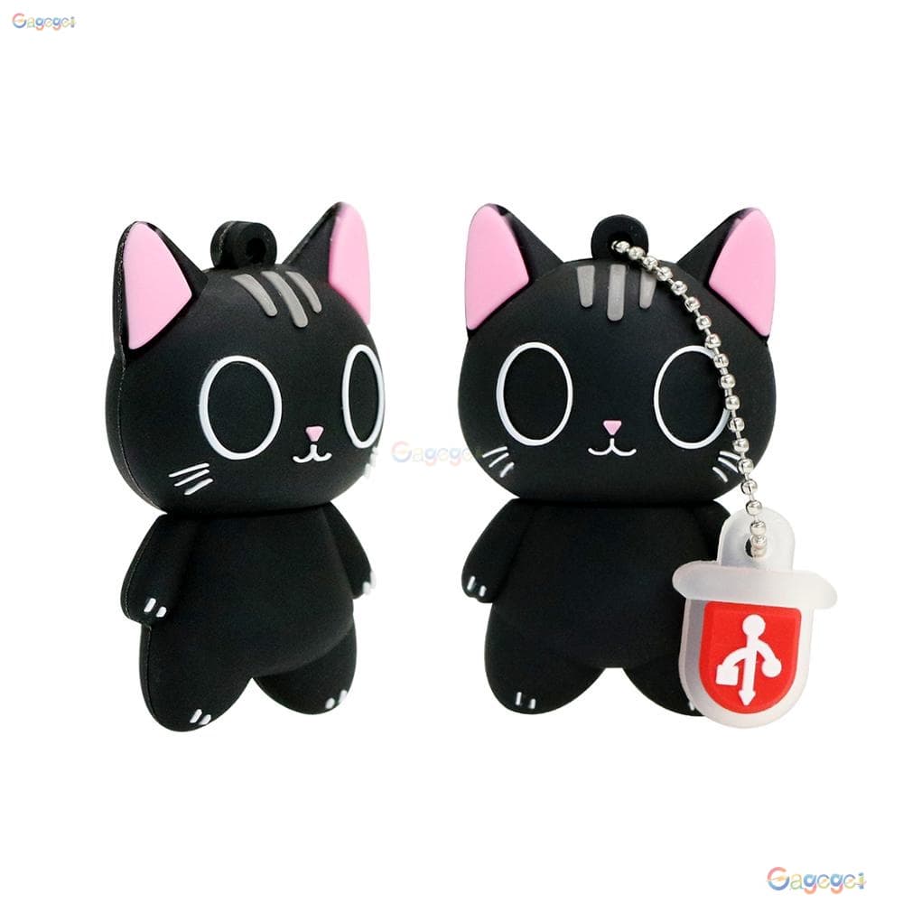 Pen Drive Preto Gato Desenho Animado 1GB 8GB 16GB 32GB 64GB 128GB USB 2.0 1TB 2TB