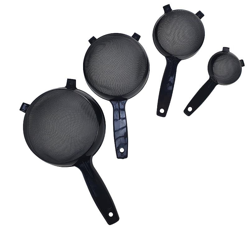Kit Peneiras de Plástico Preta 4 peças - Mini, Pequena, Média e Grande