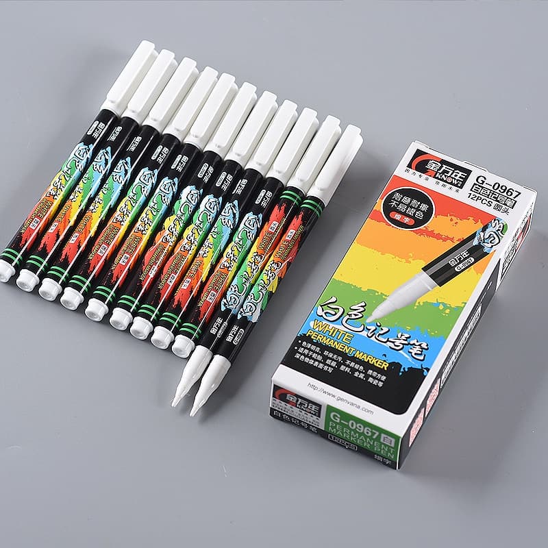 [Pode adicionar tinta] Marcador branco de 1/2 mm à prova d'água e não desbota, linda caneta de costura