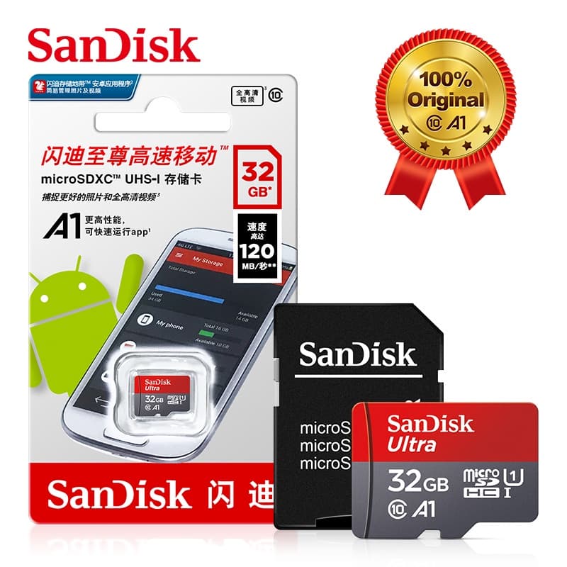 Cartão de Memoria Original Sandisk Micro Sd Ultra 16gb 32gb 64gb 128gb Classe 10 Pronta Entrega