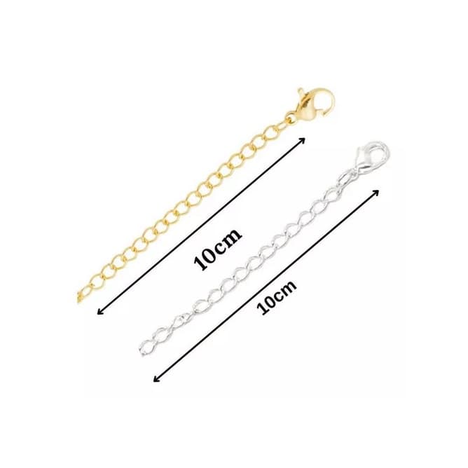 KIT com 2 Extensor de 10 cm (1 Ouro + 1 prata) Prolongador Alongador Para Colar Ou Pulseira Com Fecho Semijoia Banhado