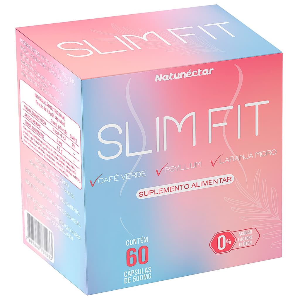 Slim Fit Suplemento Naturais Super Fibras Farinhas Original - 60 Cáps Corpo Saudável Medidas Cereais