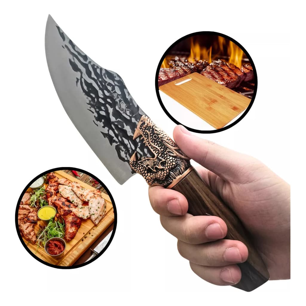 Faca Luxo Artesanal Super Afiada Forjada à Mão Durável e Resistente para Chef de Cozinha SLKAF125