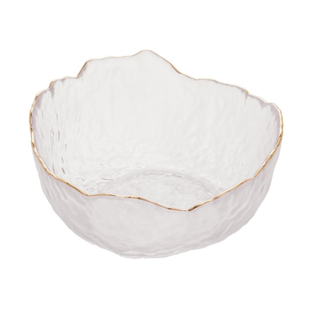 Bowl Tigela de Cristal com Borda Dourada Taj Wolff 13x6cm - Cumbuca para Saladas e Petiscos