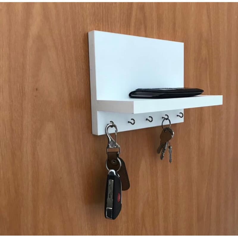 Porta Chaves de Parede em Mdf com Prateleira