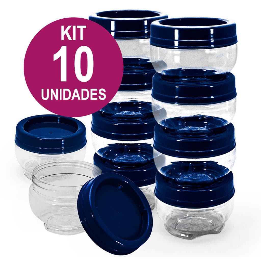 Kit Com 10 Potes Organizadores Empilha Fácil Gira e Trava 155ml OU 380ml Plasútil