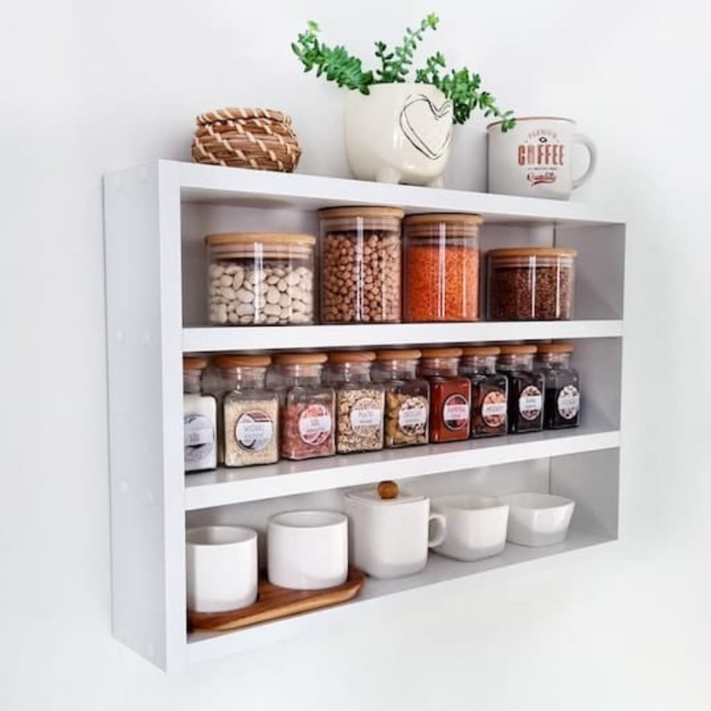 PORTA TEMPERO SUPORTE EM MDF 44CM 3 PRATILEIRA DE PAREDE