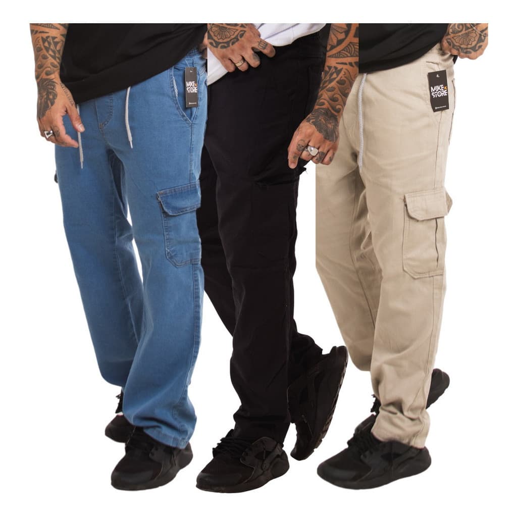 5 Calças Cargo Moda Masculina Bolso Lateral Street  Sk8
