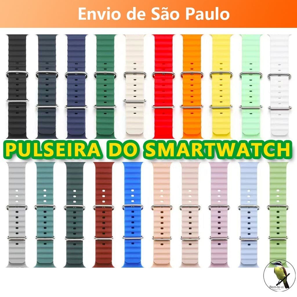 Kit Pulseira de smartwatch De Silicone Ocean Straw Capaz Para Relógio Apple Série 8 Ultra Replacement 42mm 44mm 45mm