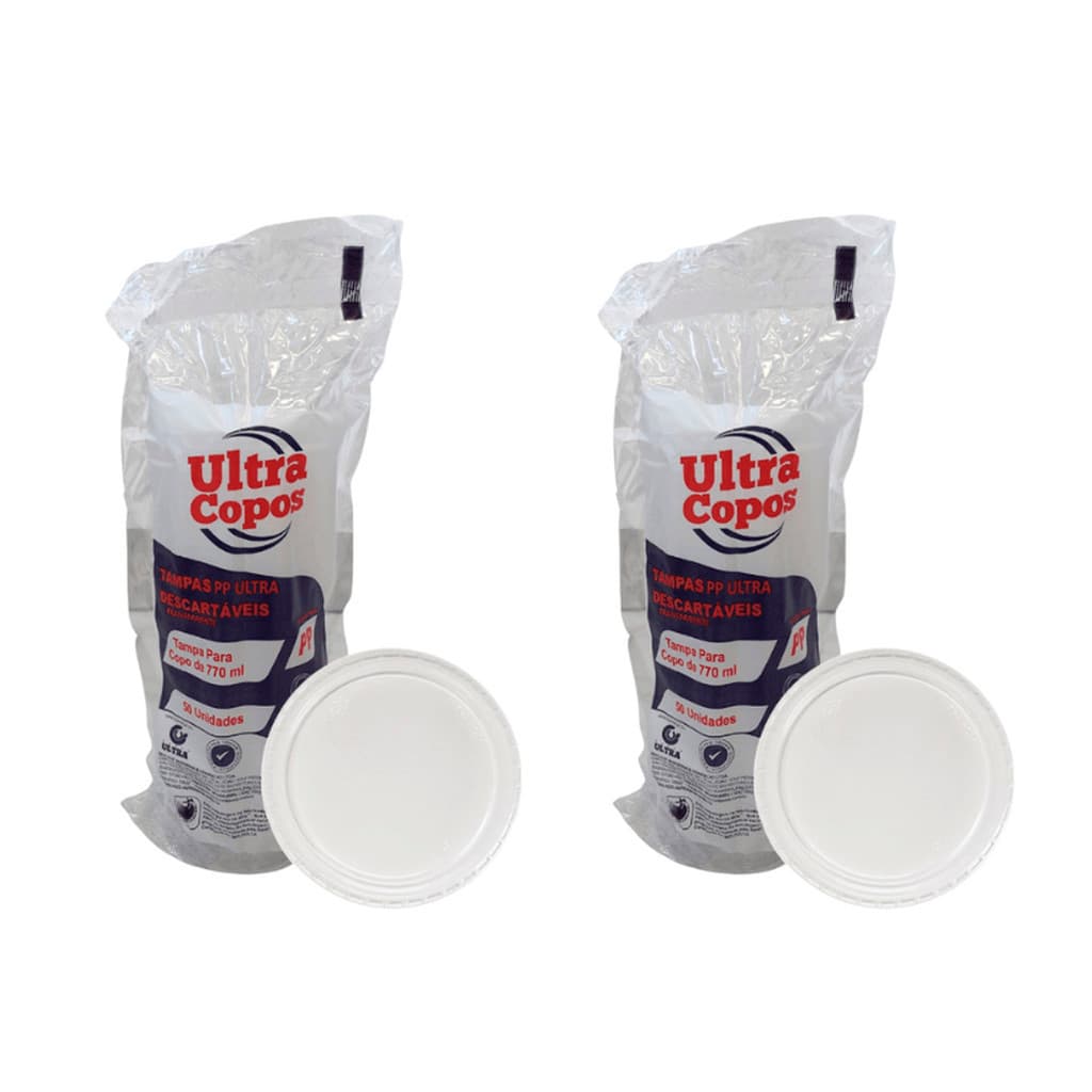 TAMPA PARA COPO 770ML TRANSPARENTE SEM FURO PP C/100 UNIDADES ULTRA