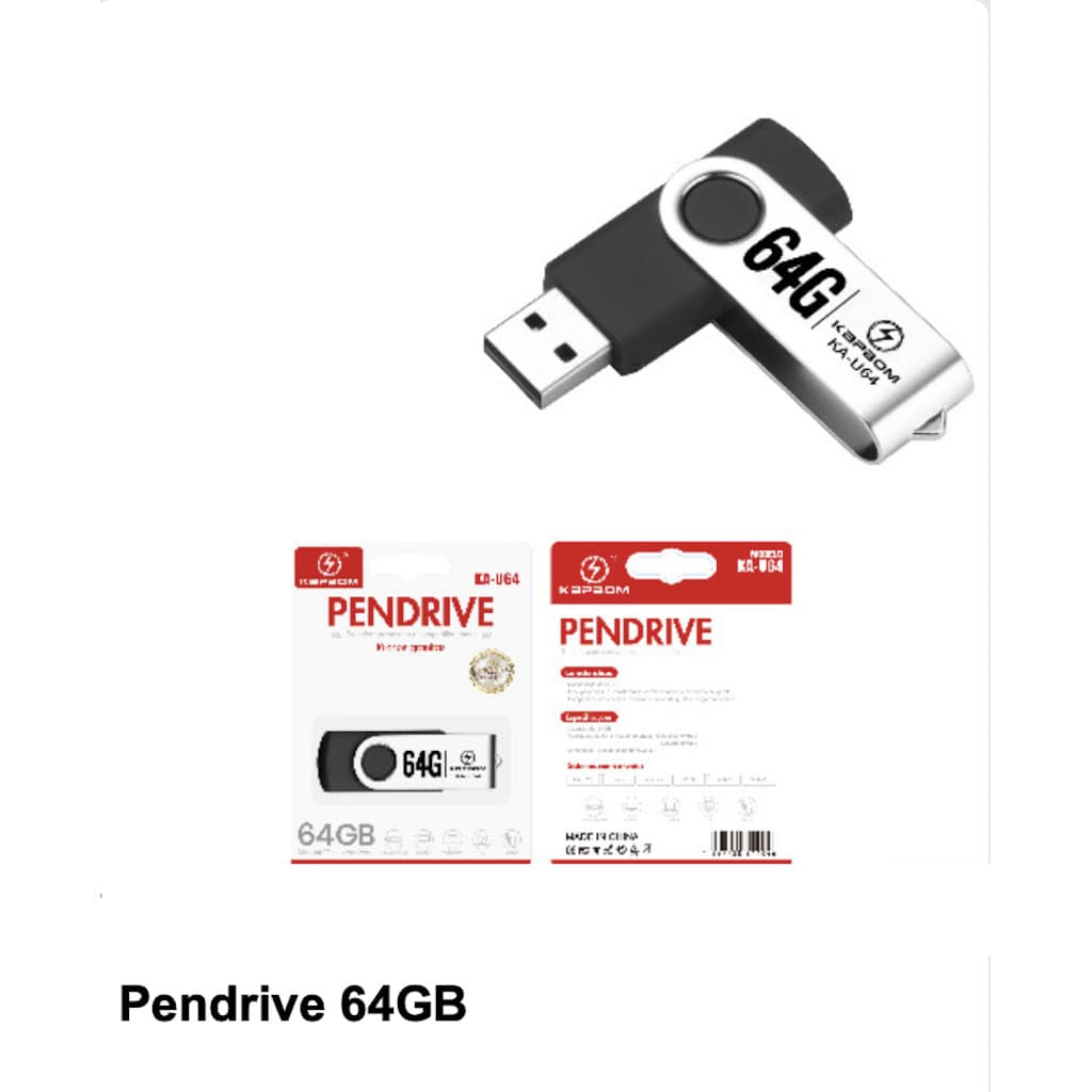 PENDRIVE METAL 64GB ALTA VELOCIDADE GRAVAÇAO KAPBOM