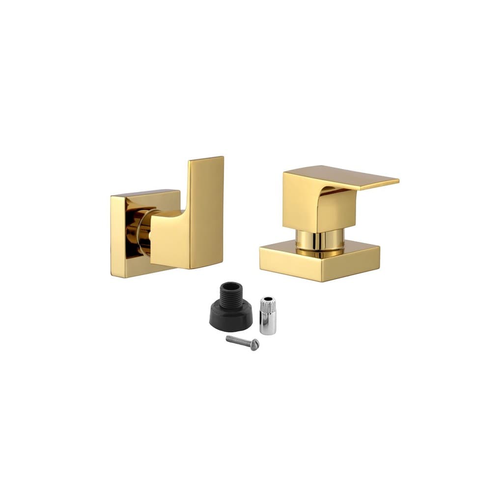 Kit 2 Acabamento Para Registro Banheiro Chuveiro Alavanca Quadrado Dourado Brilhante Padrão Docol Metal 1/2" -3/4" ou 1"