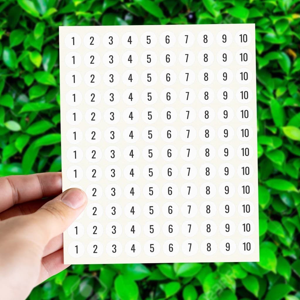 Adesivo 12x12mm - 1 a 10 - 120 unidades