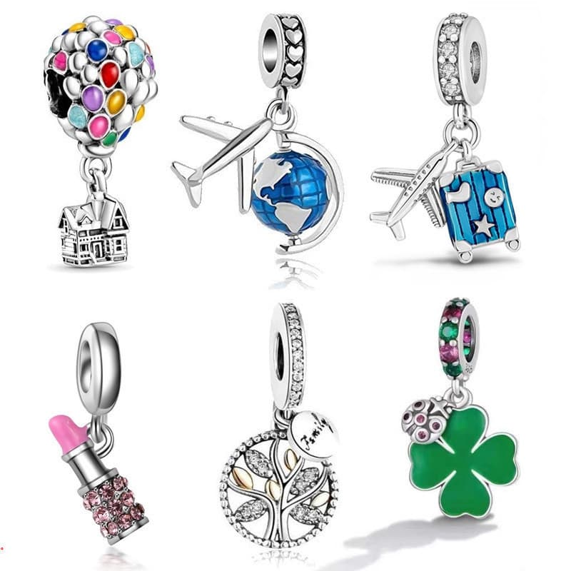 Berloques de Prata 925 Charms Balões Aviões Café Charme Clássicos Acessórios