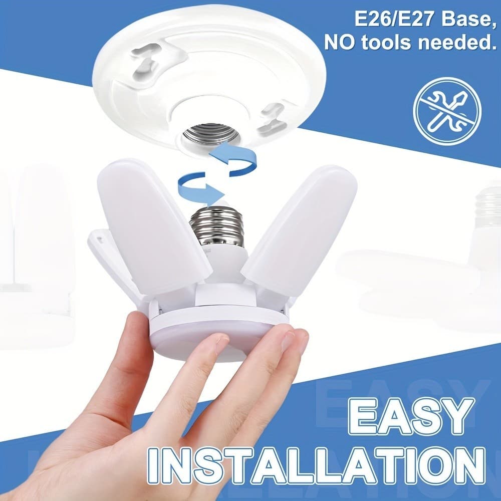 Lâmpada LED E27 28W Lúmen Alto para Garagem, Celeiro, Oficina e Porão com Painéis Ajustáveis