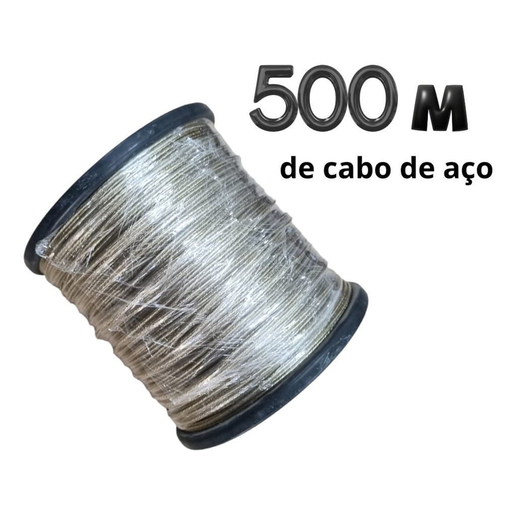 Bobina 500m Cabo De Aço Revestido 2,00mm Para Varal