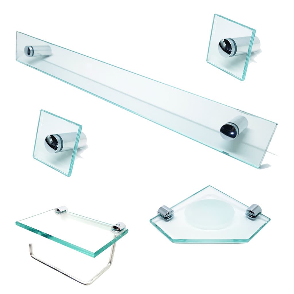 Kit De Acessórios P/ Banheiro 5 Pçs Em Vidro Incolor S602CELC670