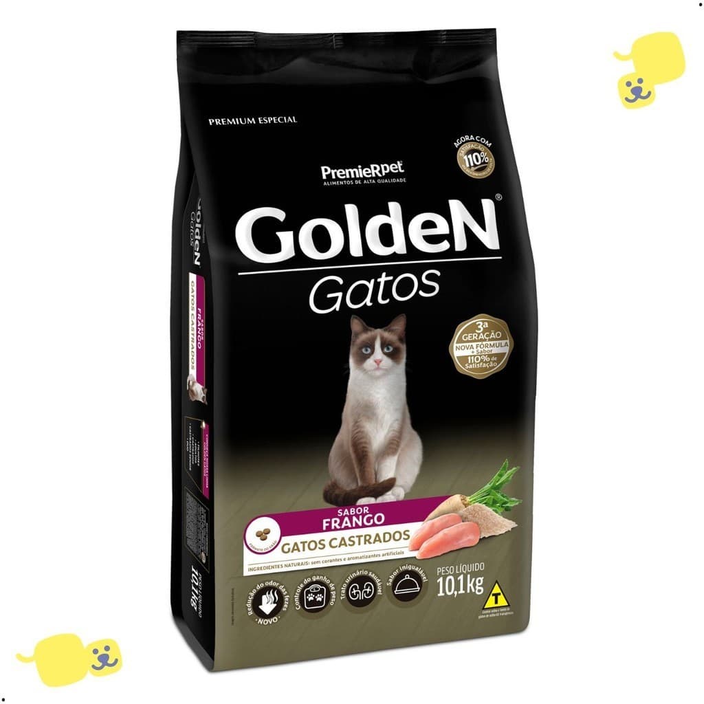 Ração Golden Gatos Castrados 10,1kg Sabor Frango Ração Gato Castrado Ração Golden Gatos Ração Gato