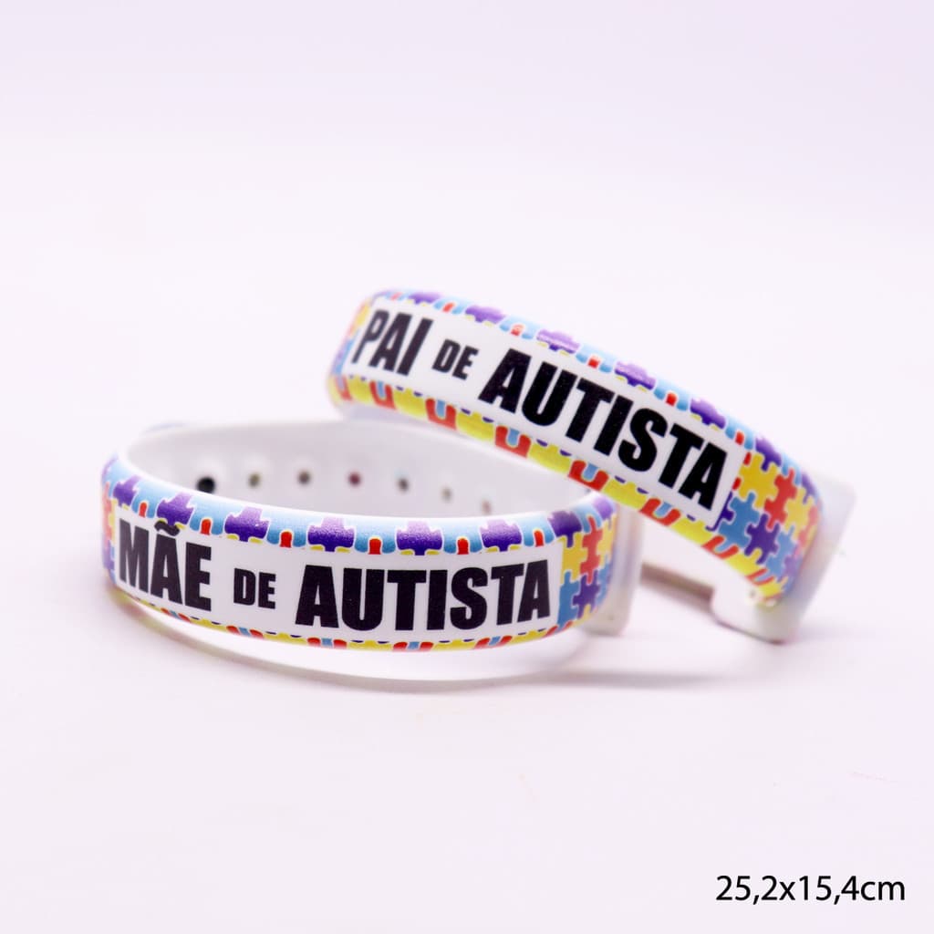 Pulseira PAI DE AUTISTA, MÃE DE AUTISTA e AVÓ AVÔ DE AUTISTA - Regulável, À Prova d’Água