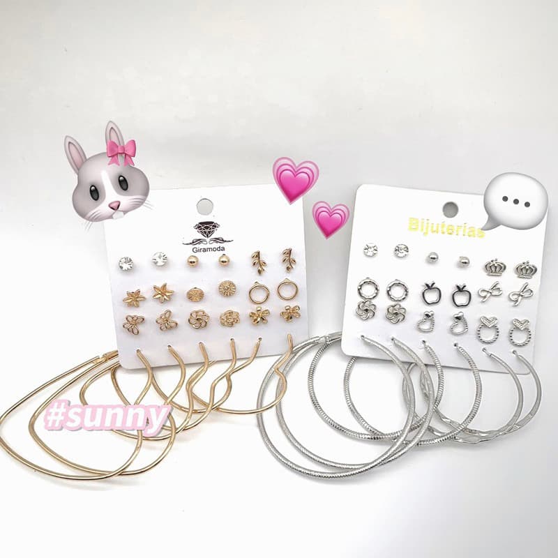 Kit 6 pares de brincos com argolas prata e dourada