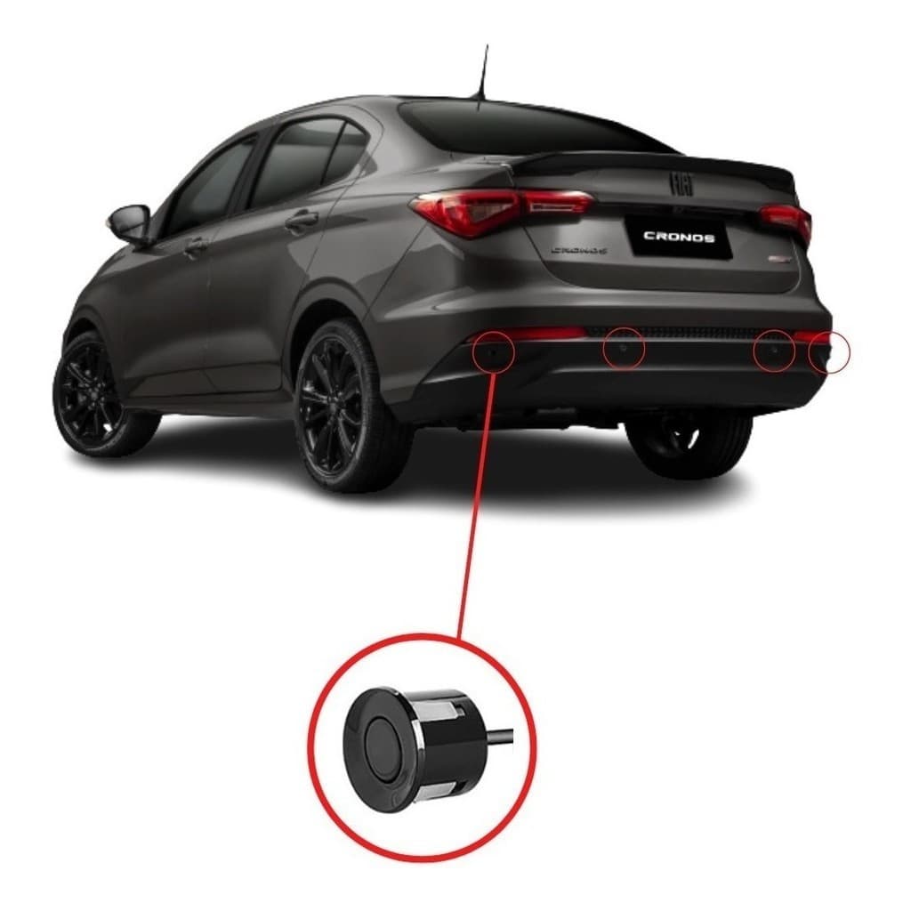 Kit Sensor Estacionamento 4 Sensores Fiat Cronos Display