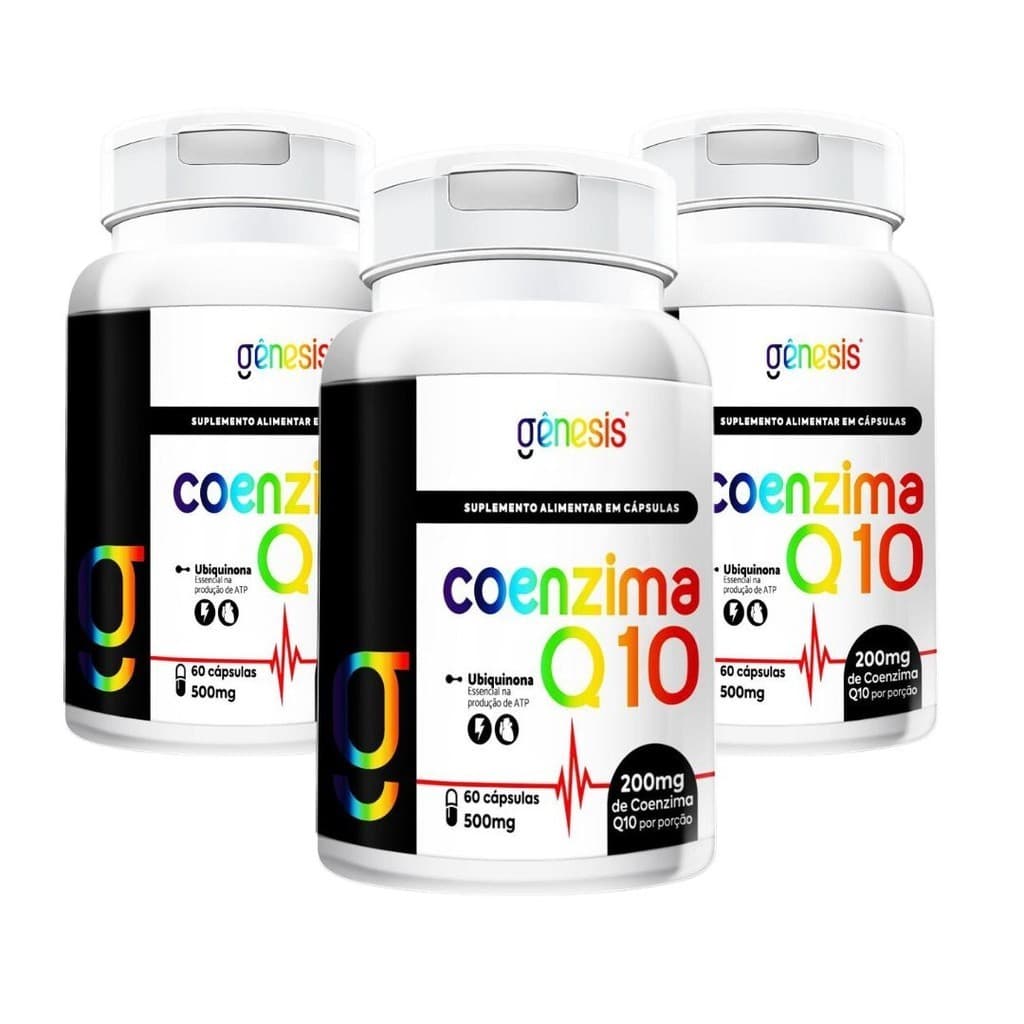 Kit 3 Coenzima Q10 200mg 60 Cápsulas Genesis