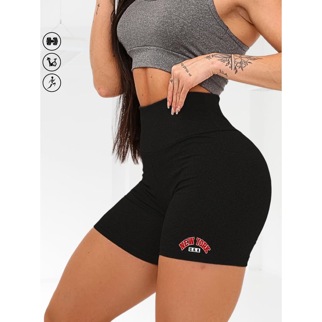 SHORT FEMININO SUPLEX PREMIUM CURTO SHORTS NEW YORK MODA GRINGA