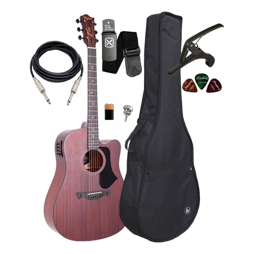 Violão Ele/ac Juninho Afram Tagima Dkmop C/ Capa E Kit