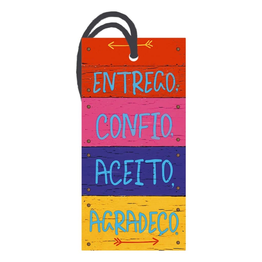 Enfeite De Pendurar Com Frase Positiva Entrego Confio Aceito Tag Decorativa Em MDF 3mm Para Janela Porta Parede Presente