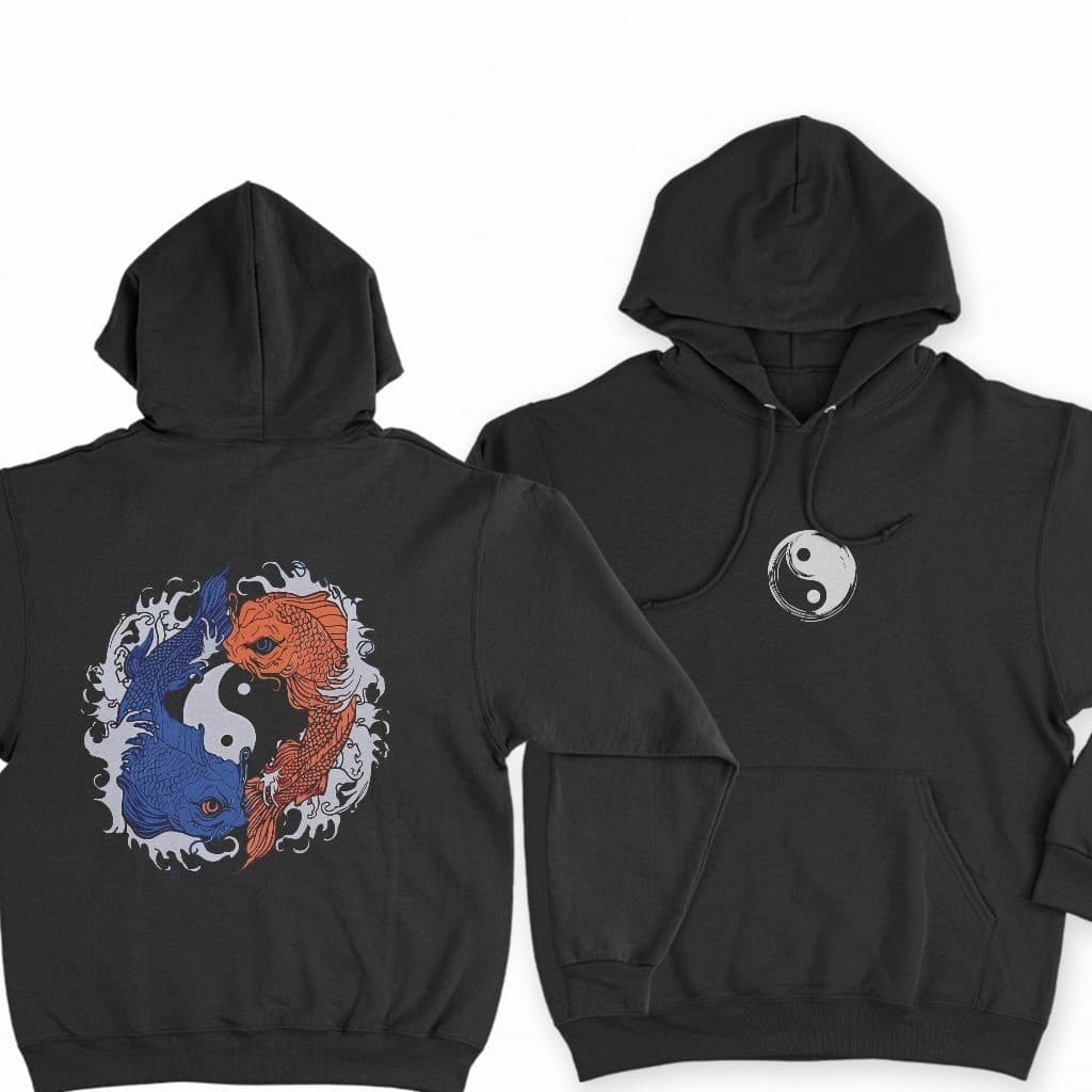 BLUSA DE FRIO MOLETOM CANGURU UNISSEX Yin Yang bem e mal carpas carpa