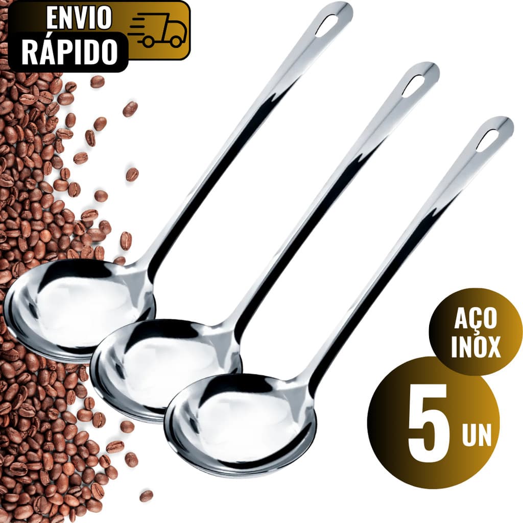 Conjunto 5 Unidades de Concha De Feijão Sopa em Aço Inox Premium Para Caldos Molhos Restaurante