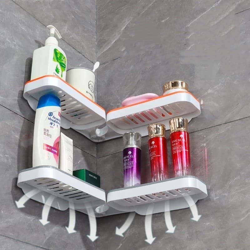 Suporte Prateleira Dobravel Adesivo Shampoo Creme Sabonete Banho Cozinha Banheiro Organizador Box Canto Multiuso Rack